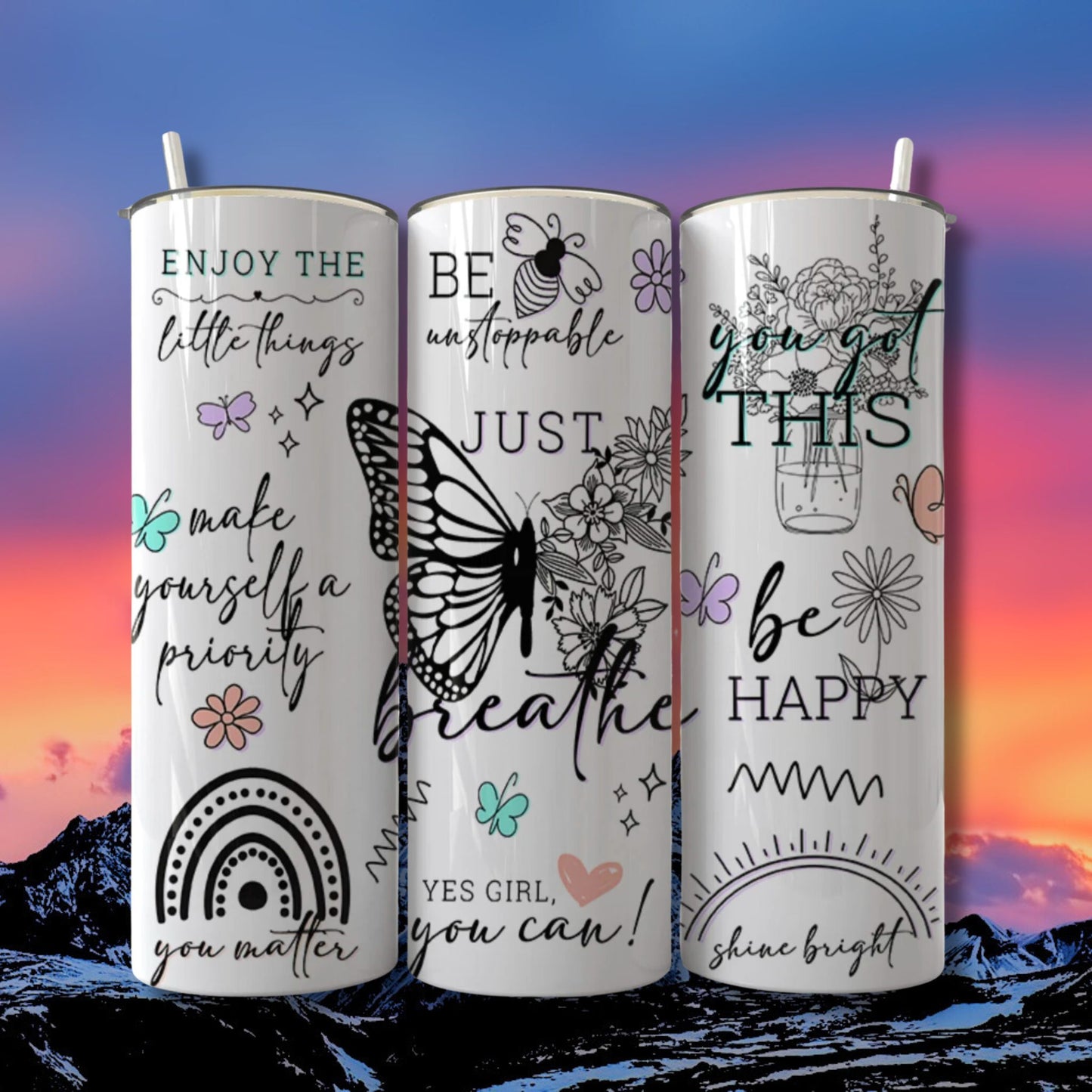 "BE UNSTOPPABLE" Inspirational 20 oz, stainless Steel Insulated Coffee Tumbler for daily use or Gift.