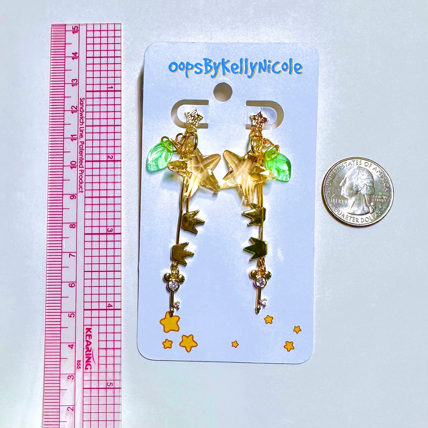 Kingdom Hearts inspired Crystal Paopu Fruit Star Gold-plated Drop Earrings. Perfect KH Jewelry for home, work, play or personalized Holiday or Birthday gift for Yourself, friends, family or any Kingdom Hearts Fan!