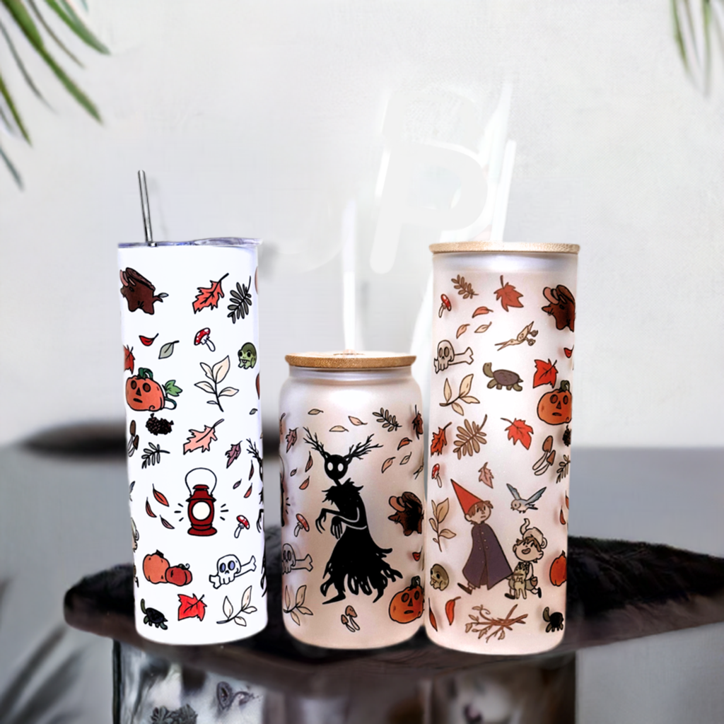 Over the Garden Wall Custom Tumbler. 20 oz, 16 oz Frosted glass or stainless Steel Insulated Coffee Tumbler for daily use or Gift.